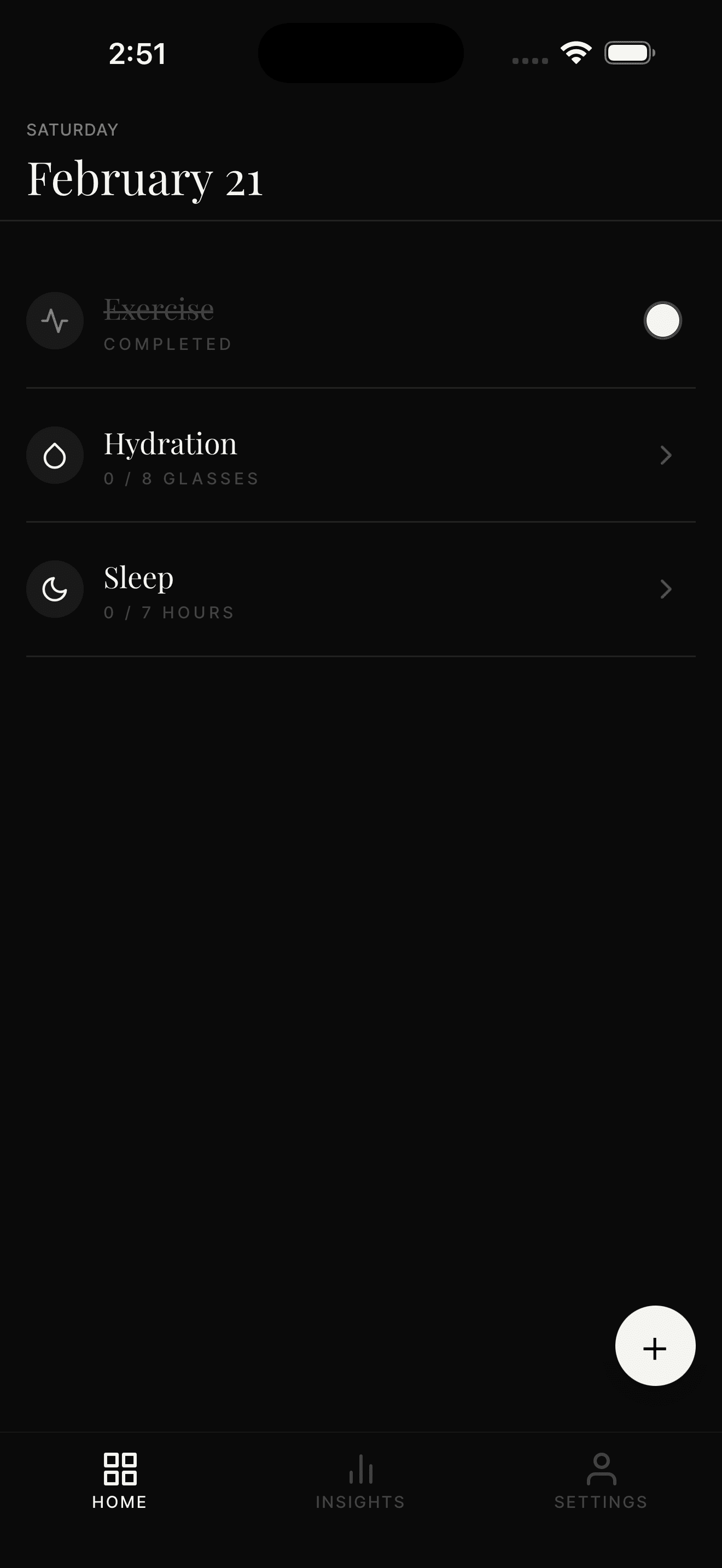 Inertia habit tracker home screen showing habits and streak progress
